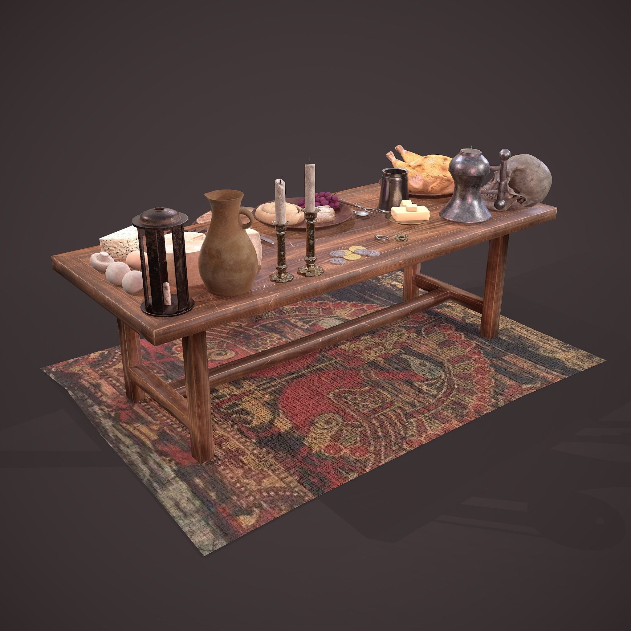 Medieval Tavern Dinner Scene  3D Model Collection_36
