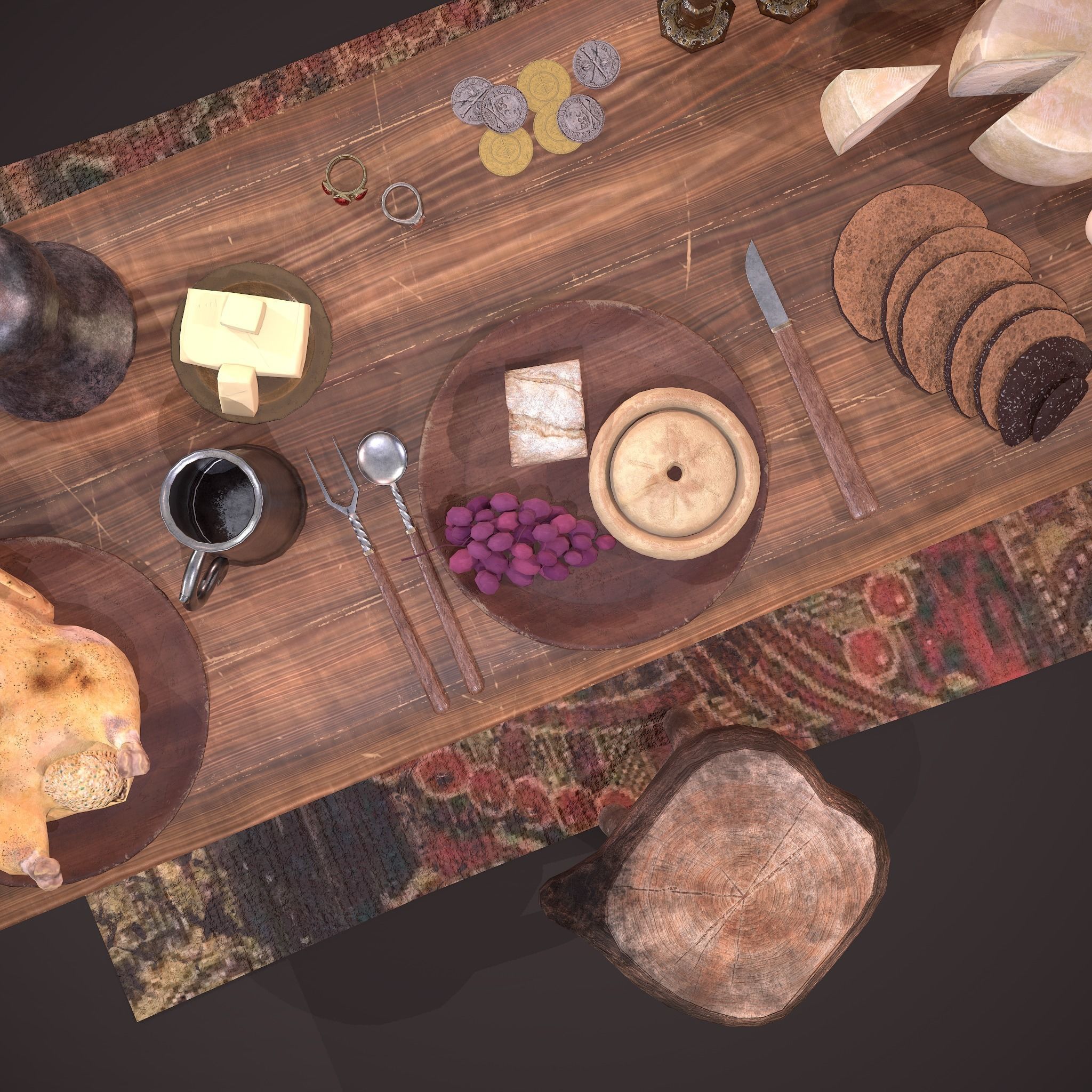 Medieval Tavern Dinner Scene  3D Model Collection_52