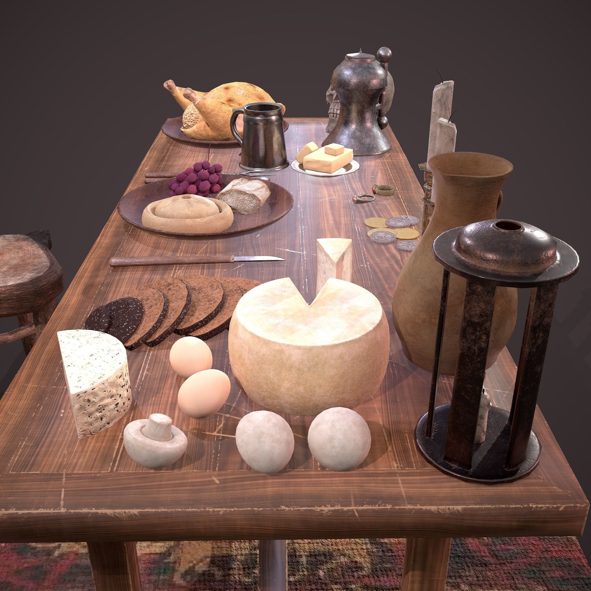 Medieval Tavern Dinner Scene  3D Model Collection_14