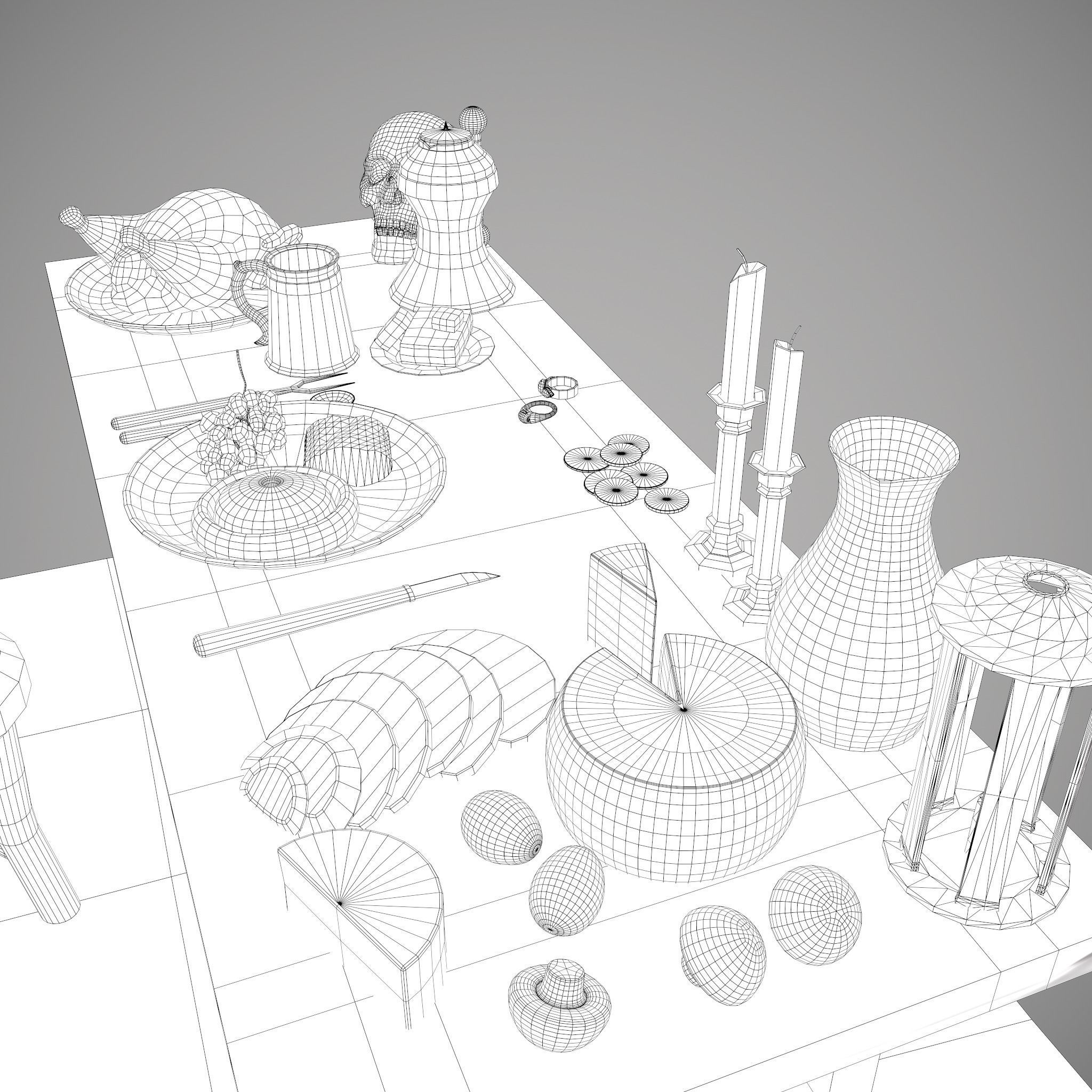 Medieval Tavern Dinner Scene  3D Model Collection_70