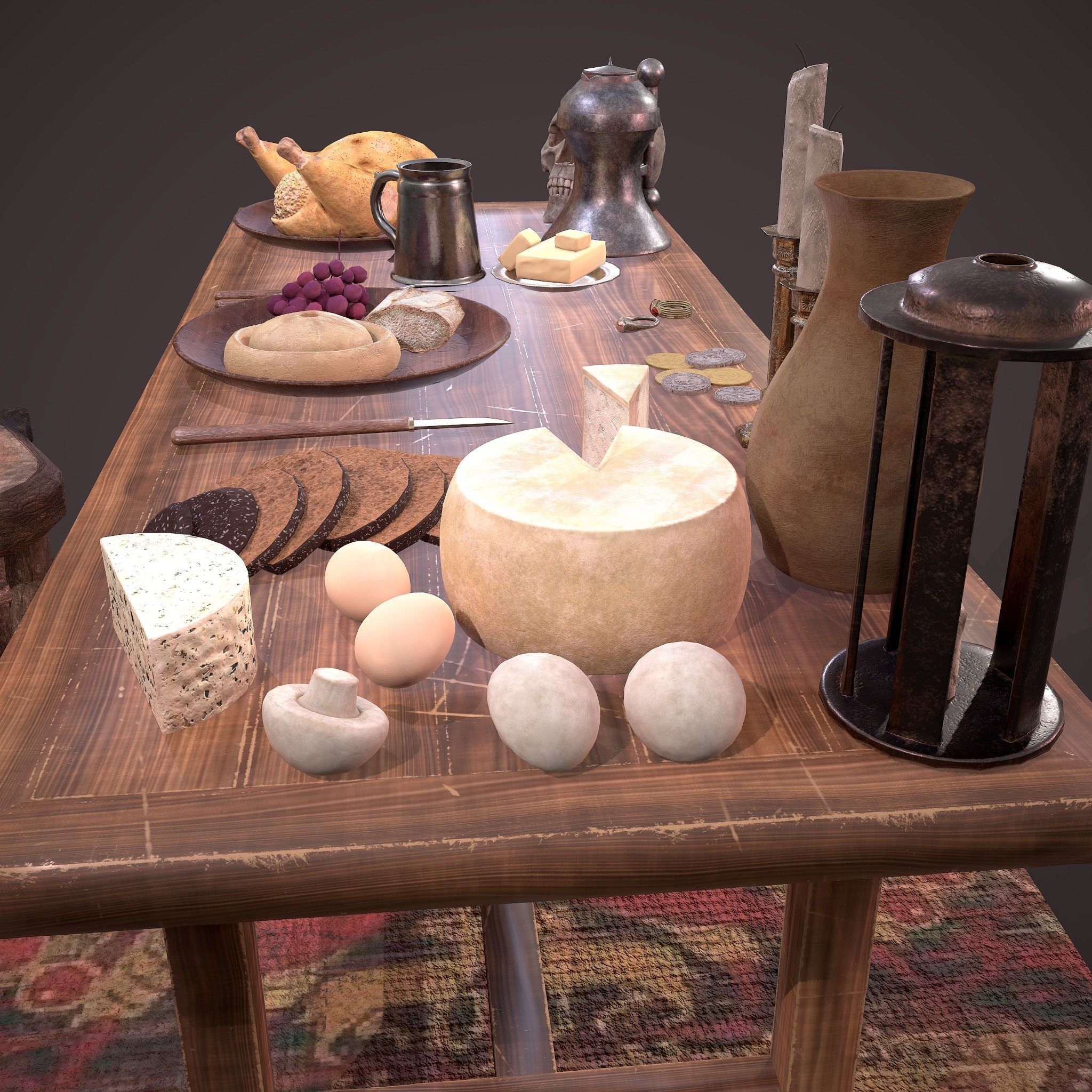 Medieval Tavern Dinner Scene  3D Model Collection_40