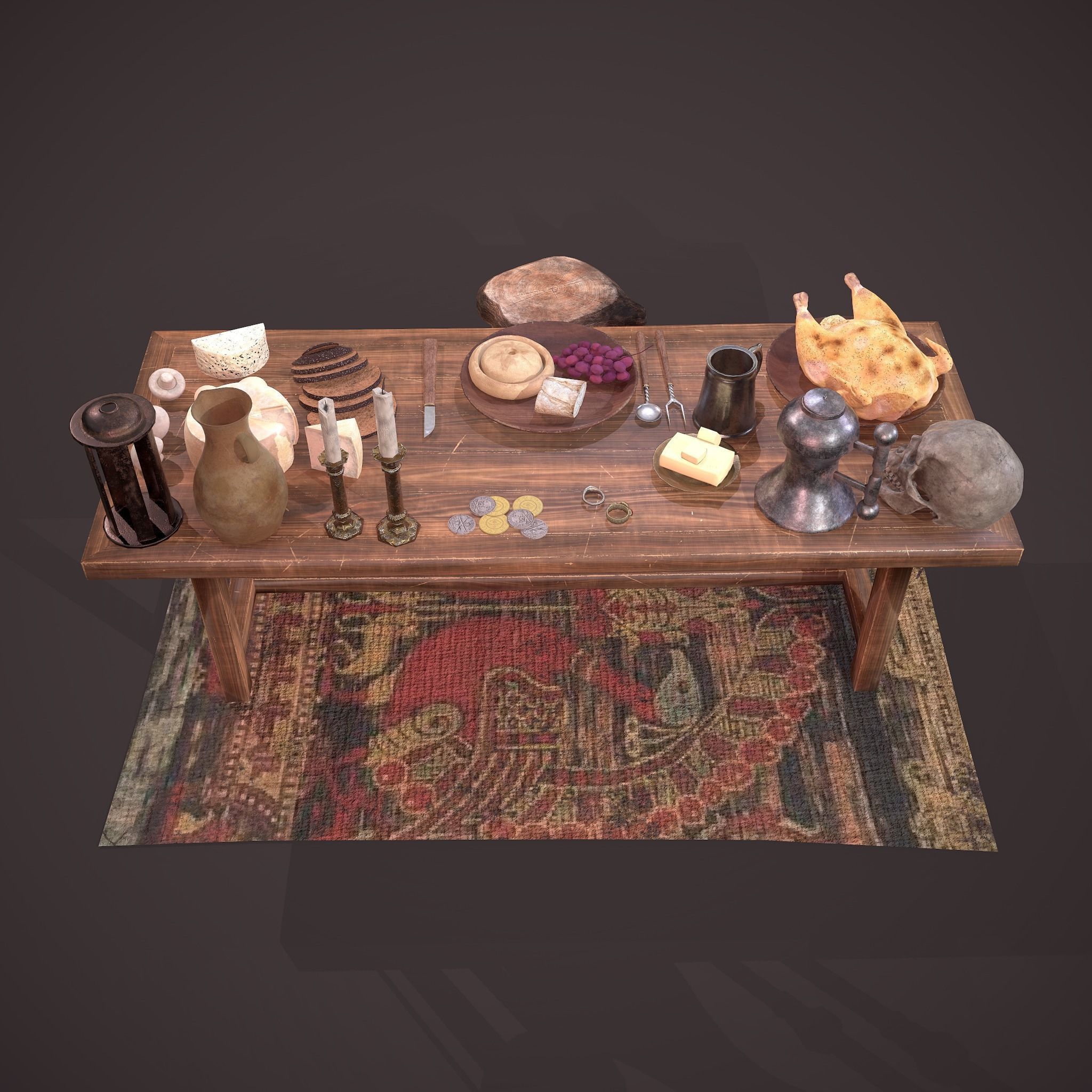 Medieval Tavern Dinner Scene  3D Model Collection_11