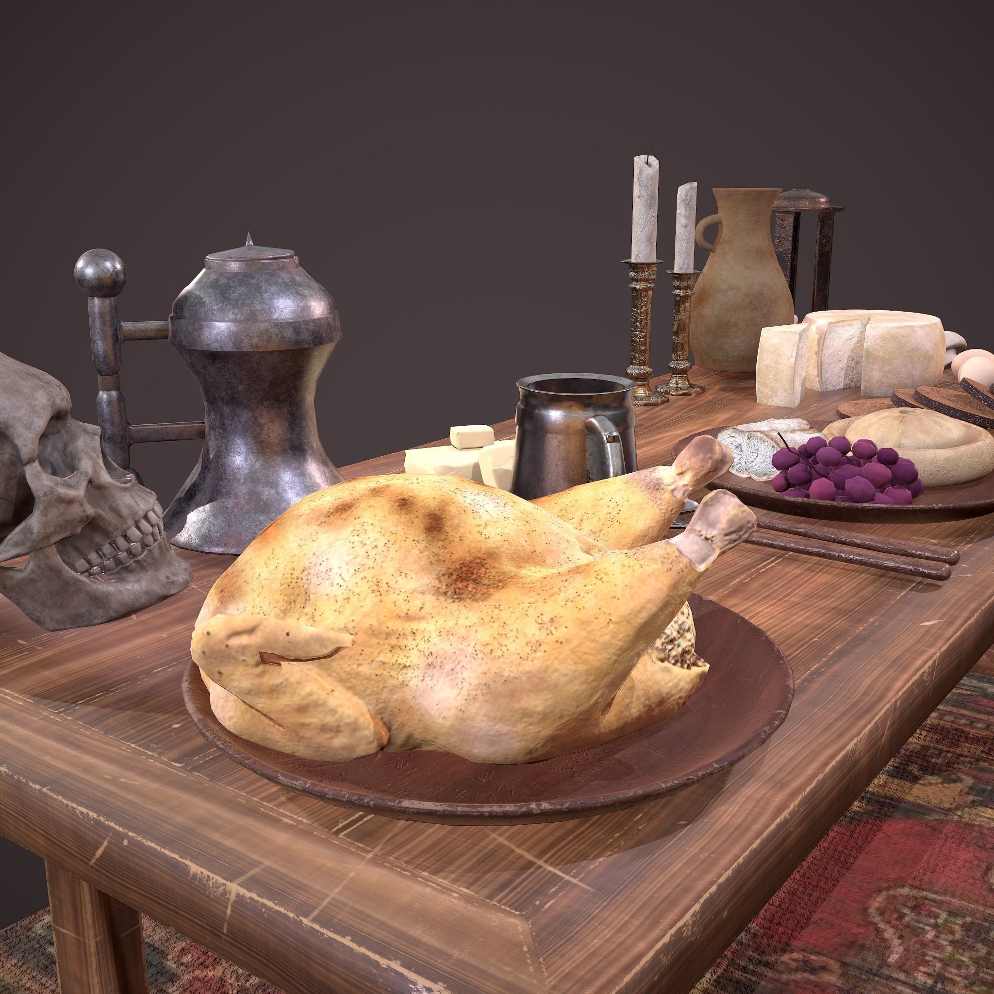 Medieval Tavern Dinner Scene  3D Model Collection_58