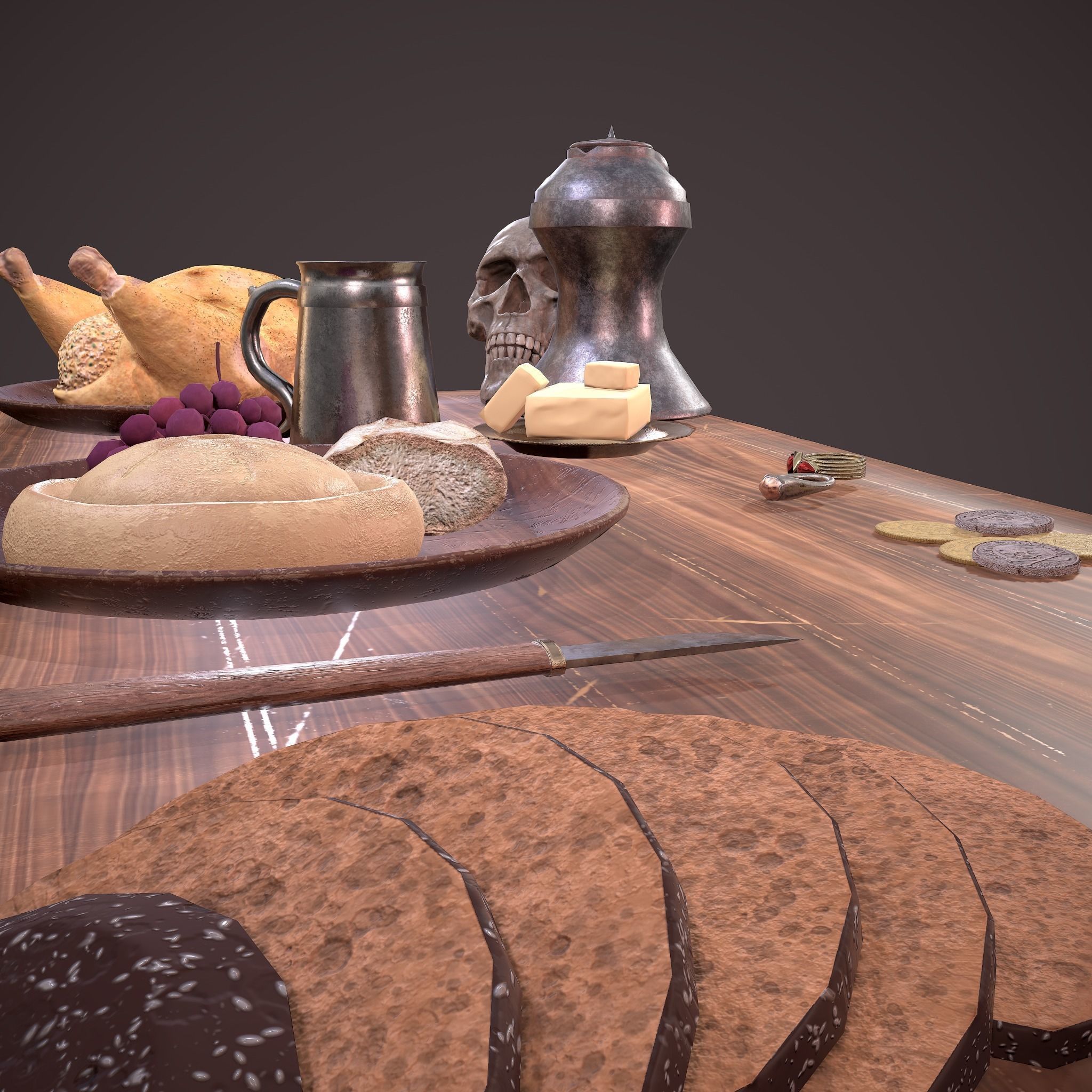 Medieval Tavern Dinner Scene  3D Model Collection_20