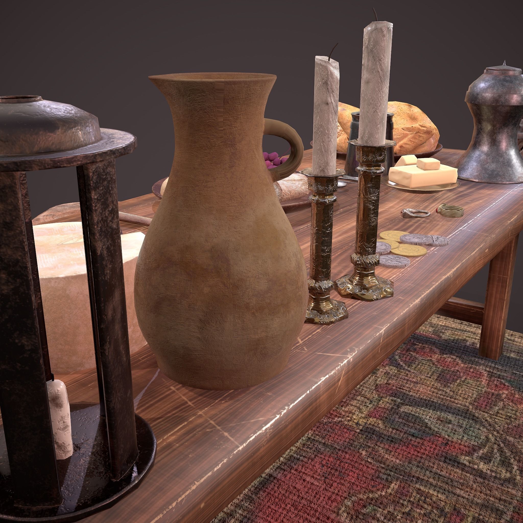 Medieval Tavern Dinner Scene  3D Model Collection_46