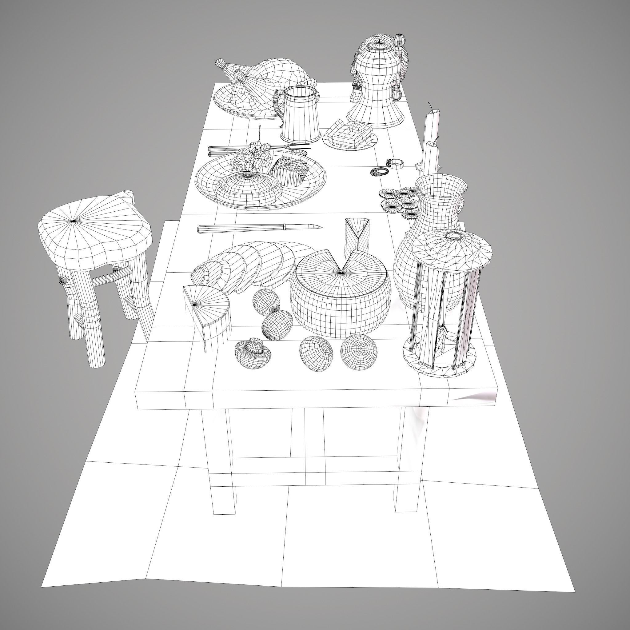 Medieval Tavern Dinner Scene  3D Model Collection_67
