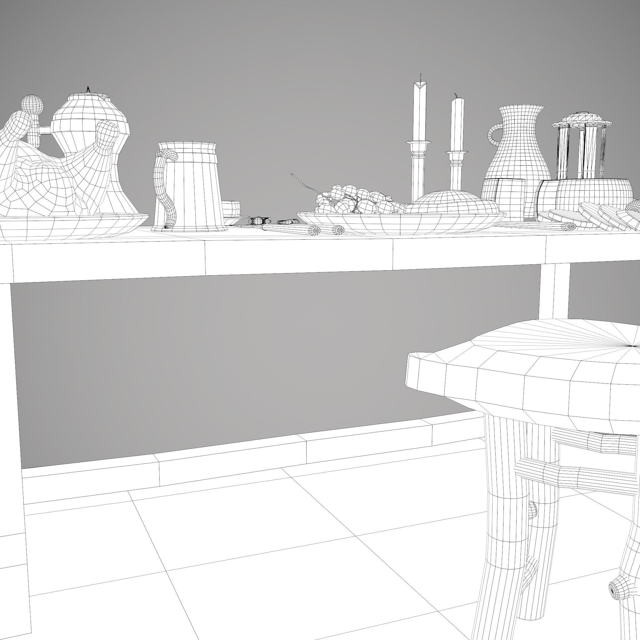 Medieval Tavern Dinner Scene  3D Model Collection_72