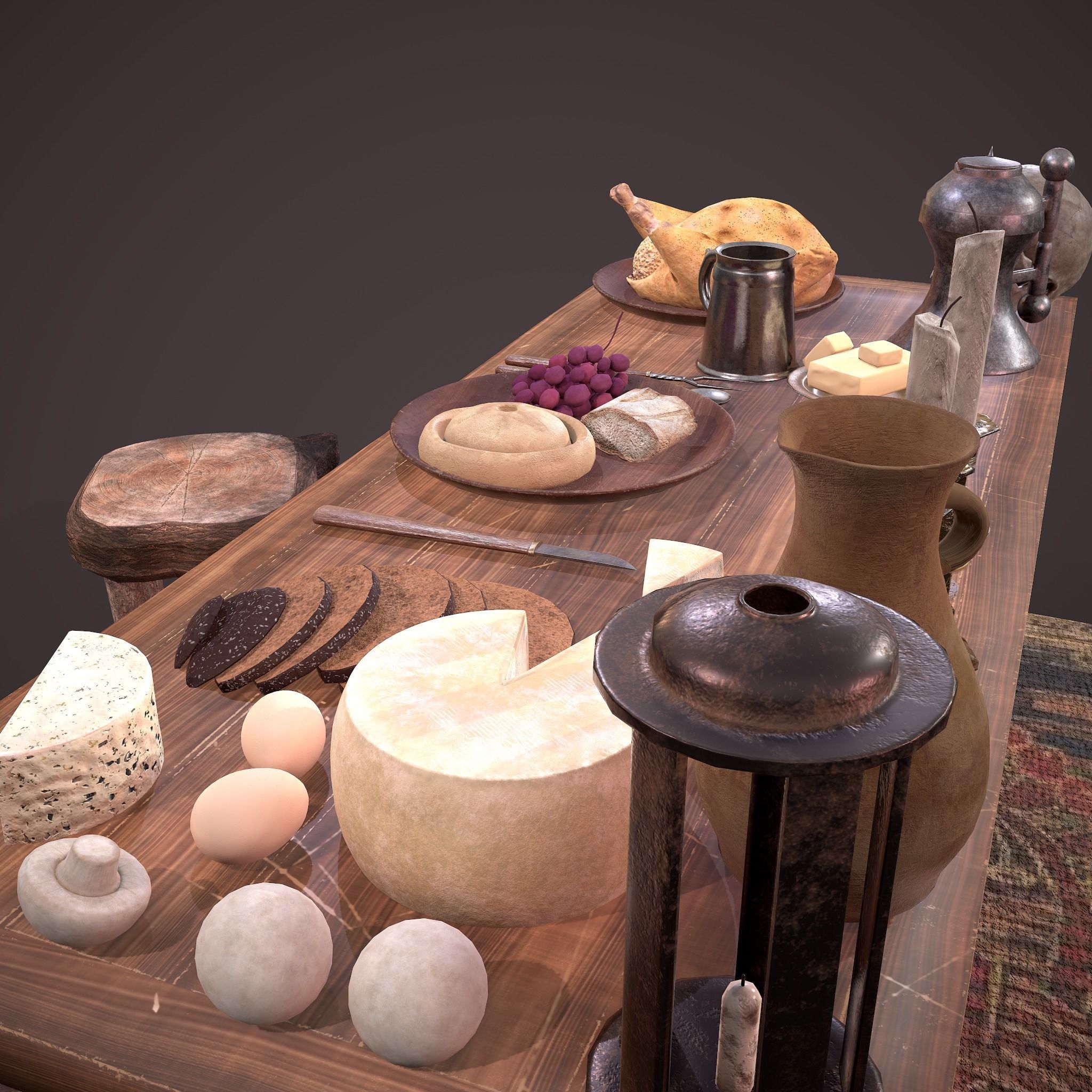 Medieval Tavern Dinner Scene  3D Model Collection_50