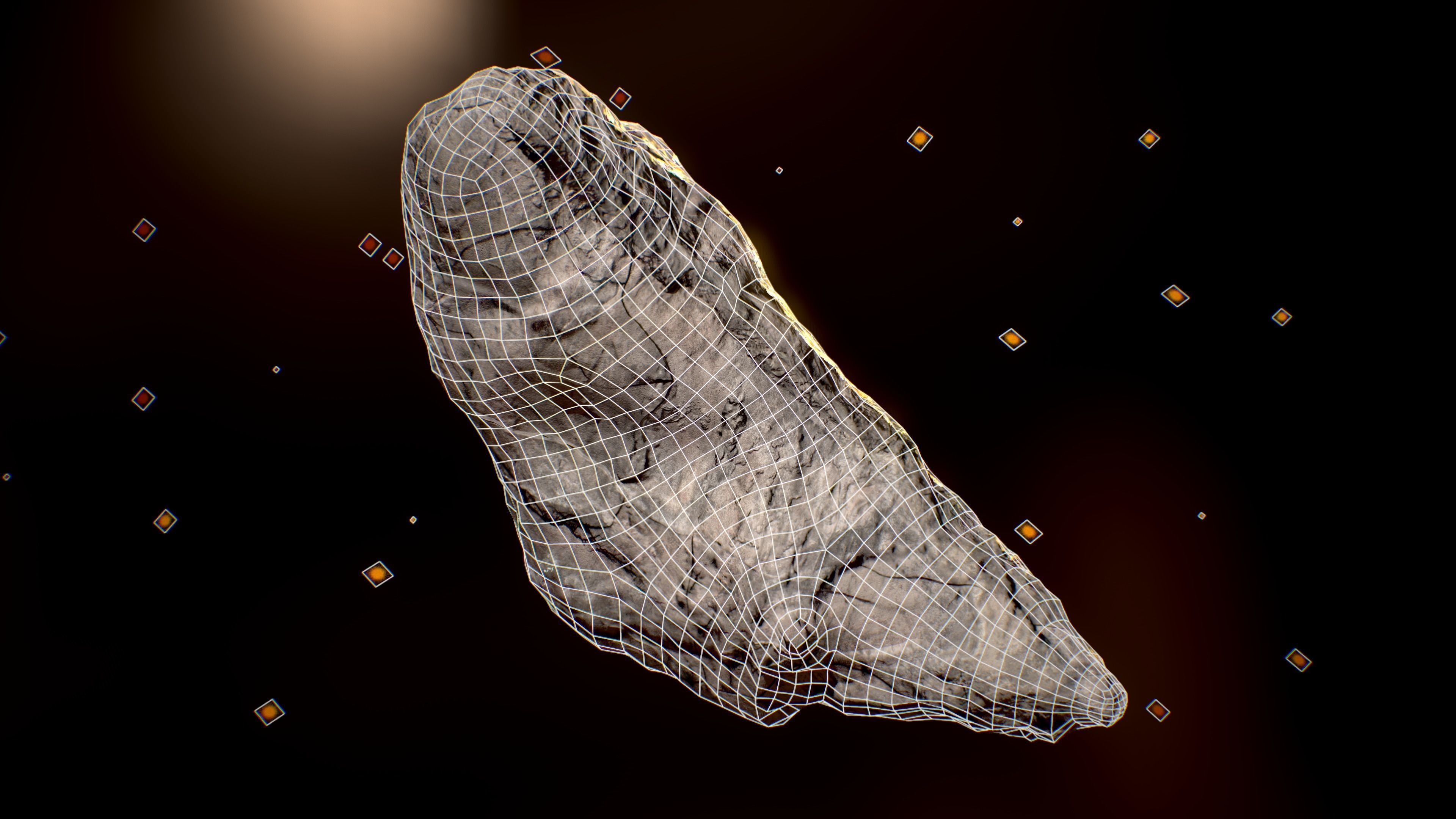 rock-3 meteorite in space - meteorite Low-poly 3D model_11