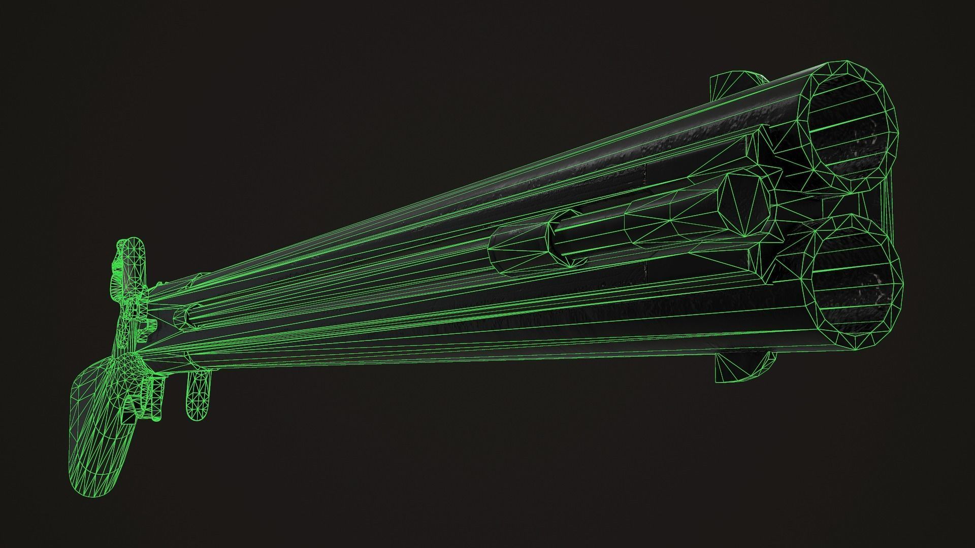 Double-barreled Flintlock Rifle Classic Low-poly 3D model_10