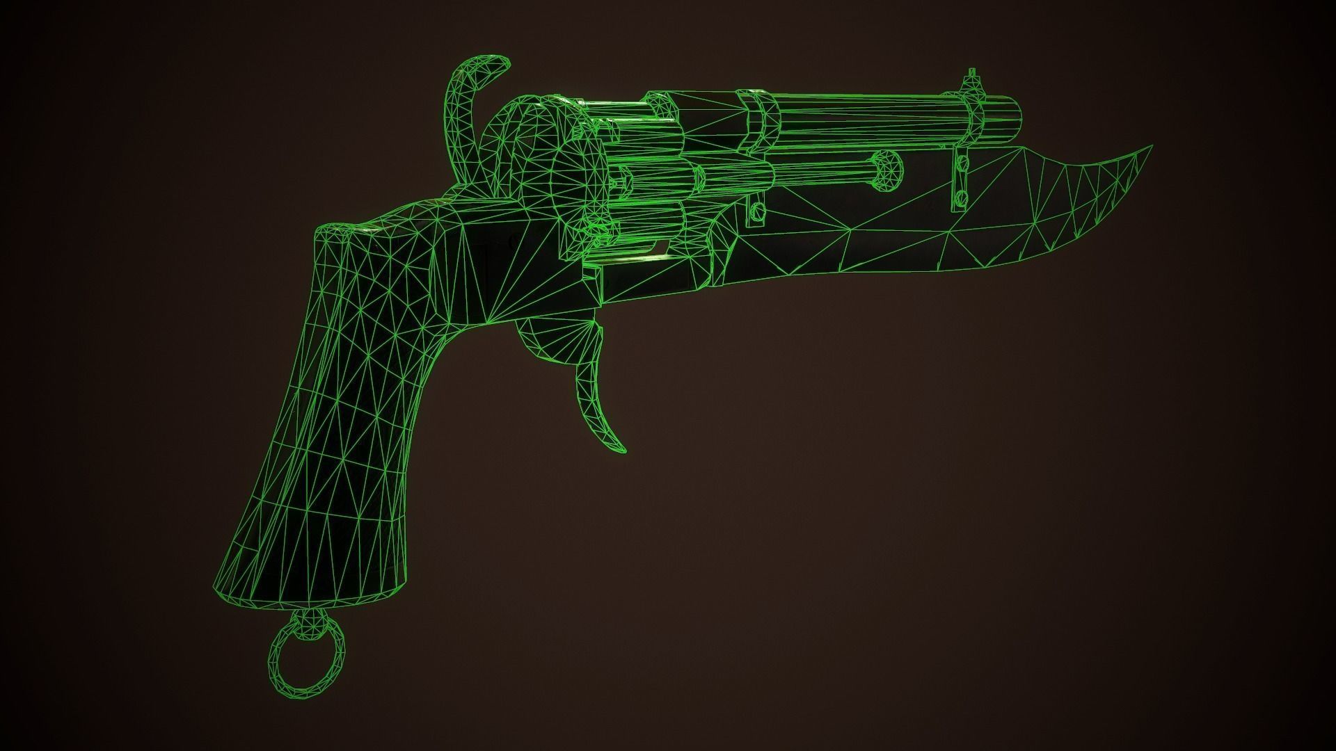 Gunblade Revolver Dark Low-poly 3D model_14