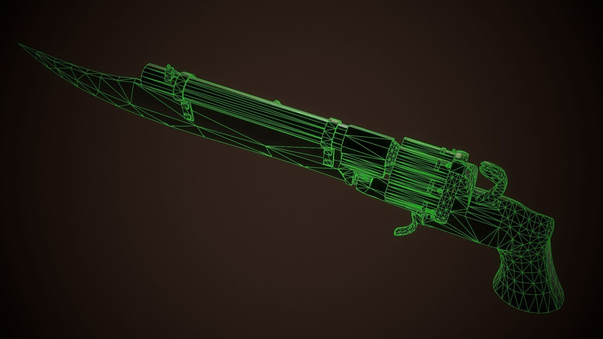 Gunblade Revolver Dark Low-poly 3D model_15