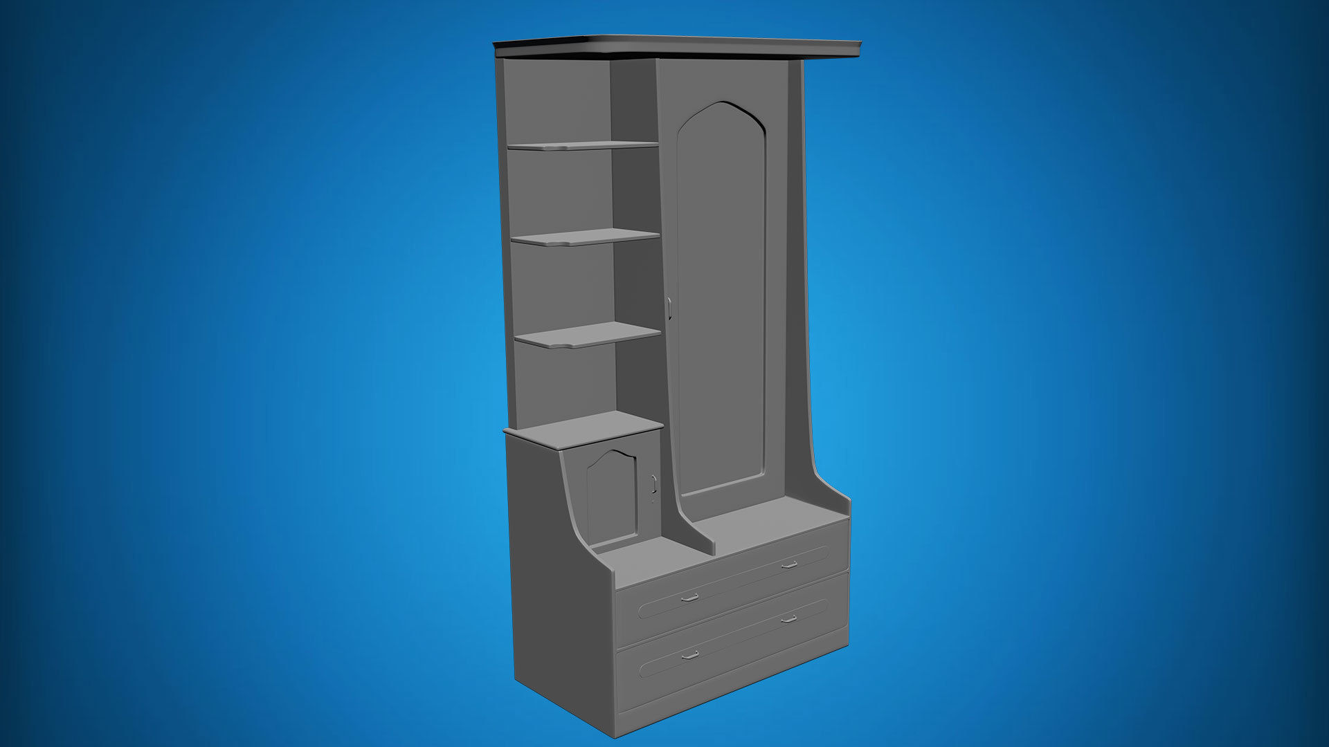 Dressing Table with Mirror 3D model 3D model_2