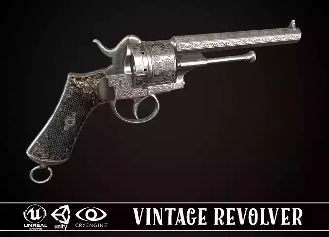 LEFAUCHEUX - Vintage Revolver Steel Low-poly 3D model