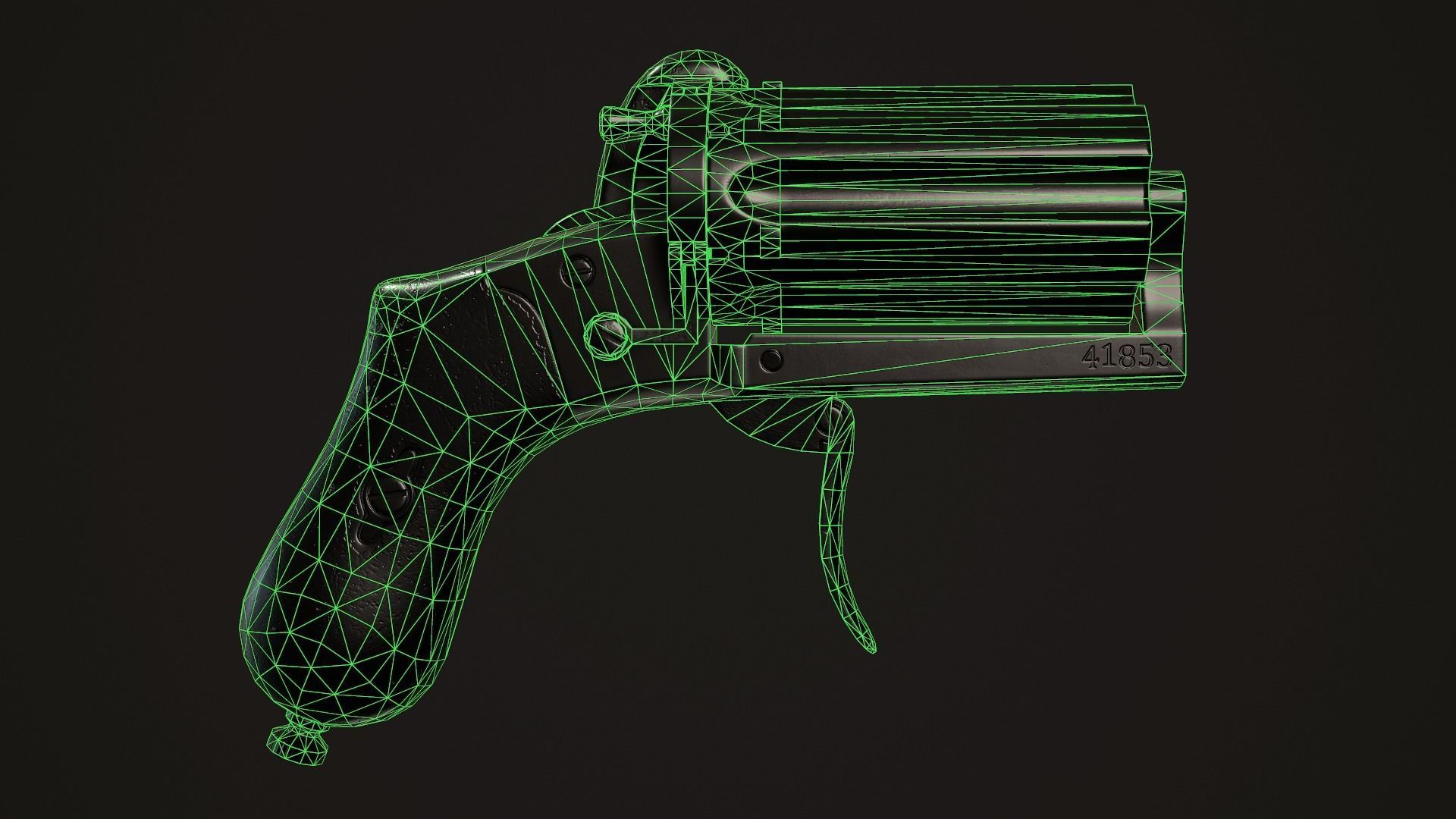 Pepperbox Revolver Brass Low-poly 3D model_11