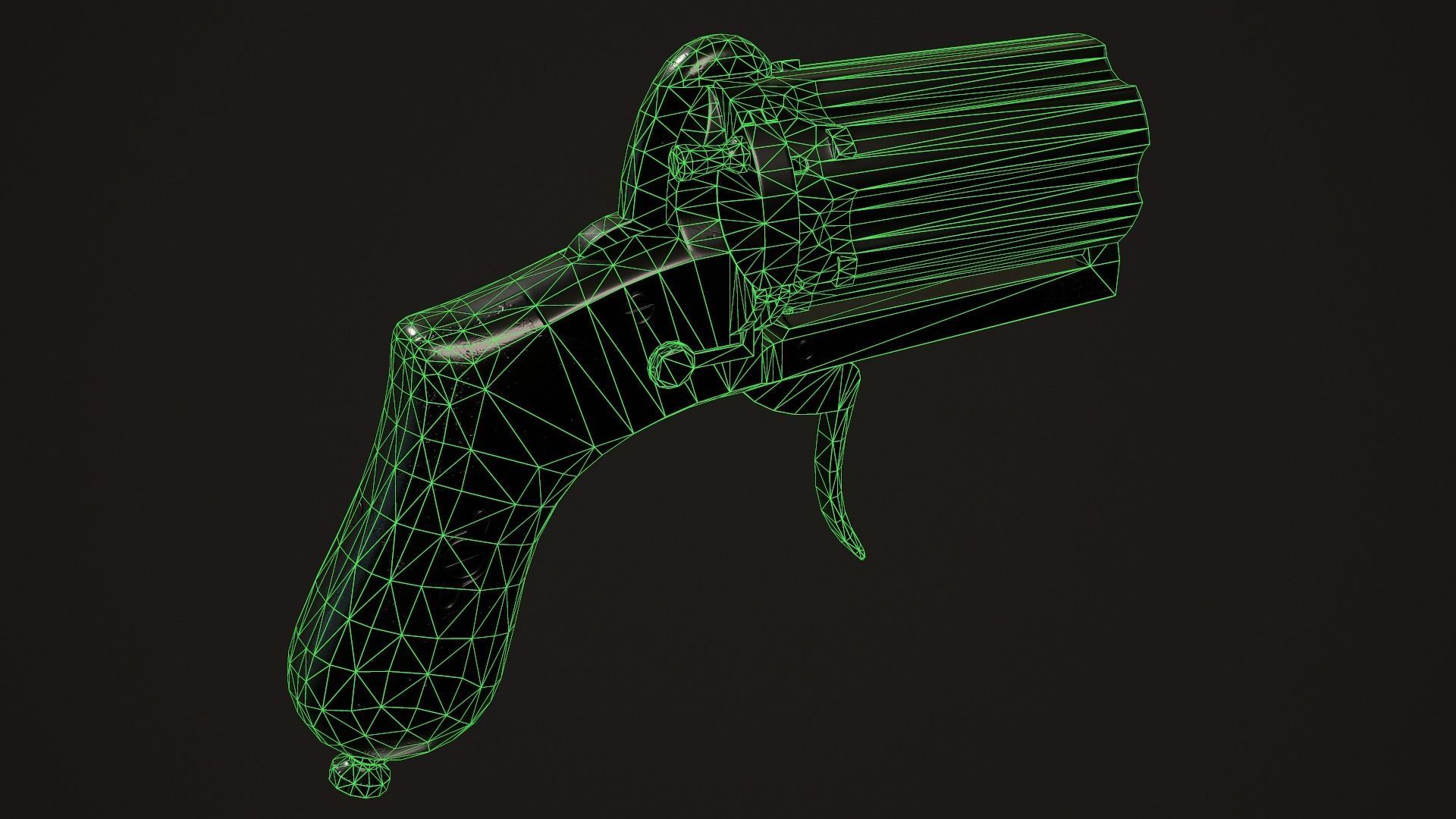 Pepperbox Revolver Brass Low-poly 3D model_12