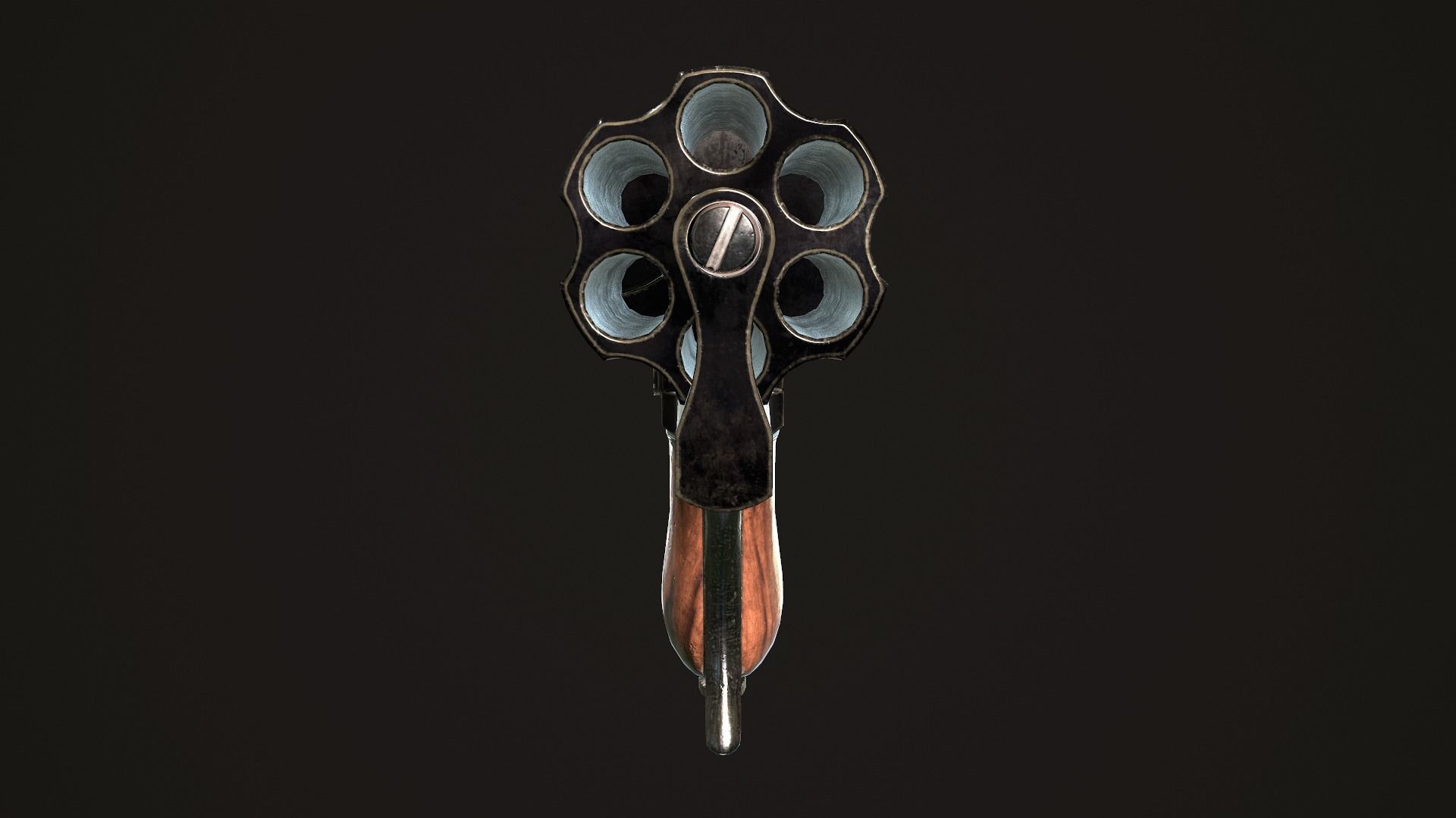 Pepperbox Revolver Dark Low-poly 3D model_9