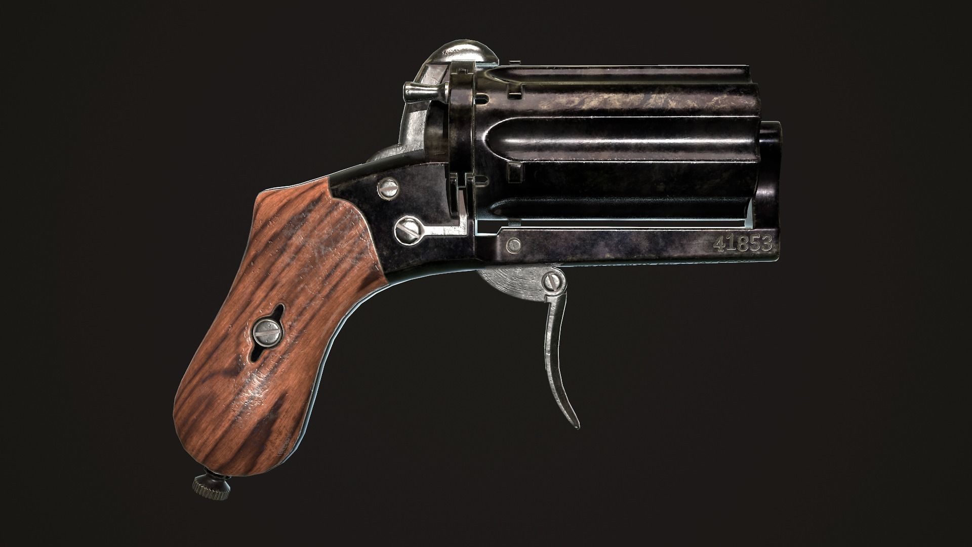 Pepperbox Revolver Dark Low-poly 3D model_2