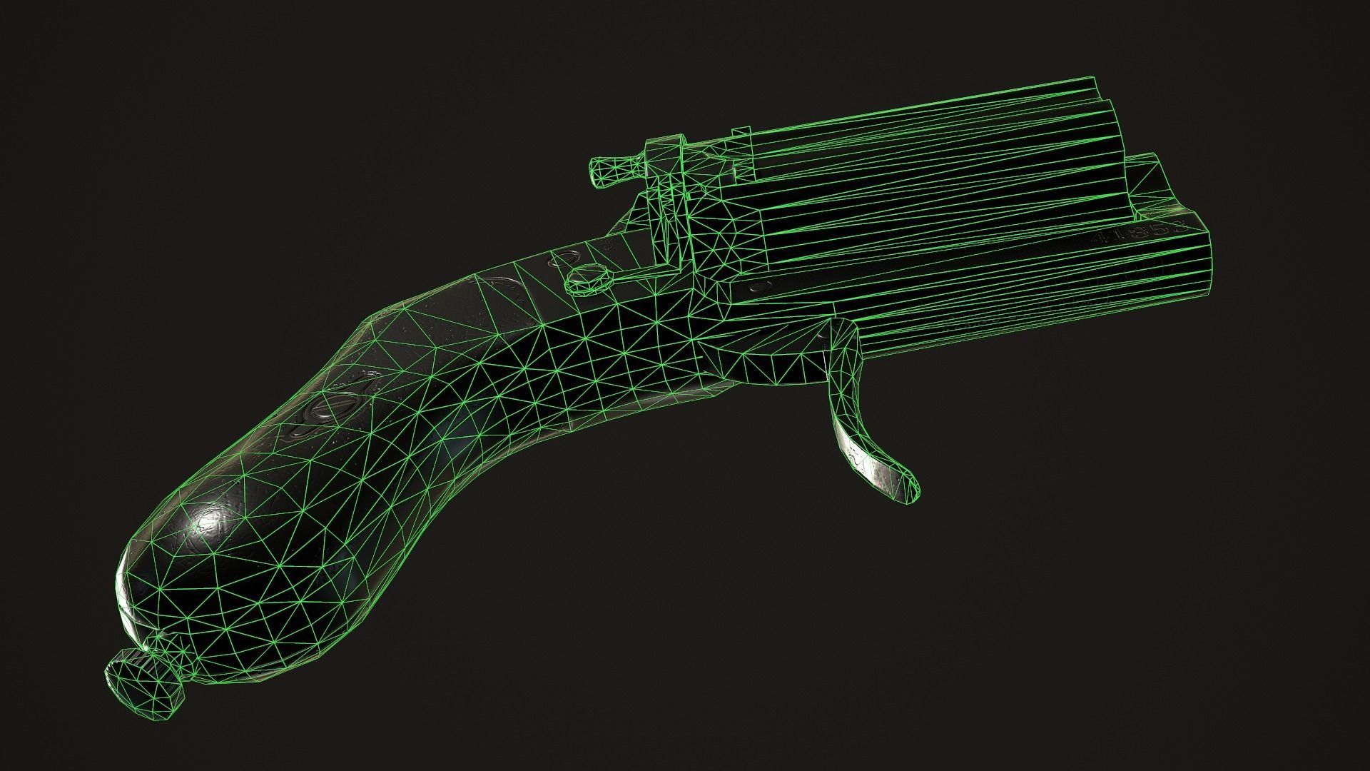 Pepperbox Revolver Dark Low-poly 3D model_14