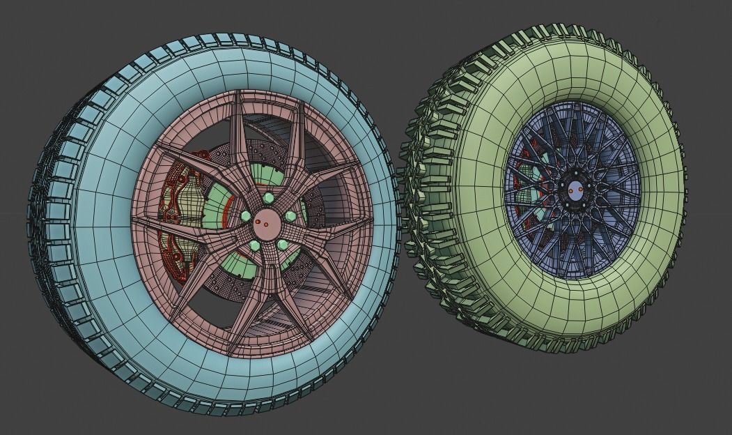 sport modern car wheels Low-poly 3D model_15