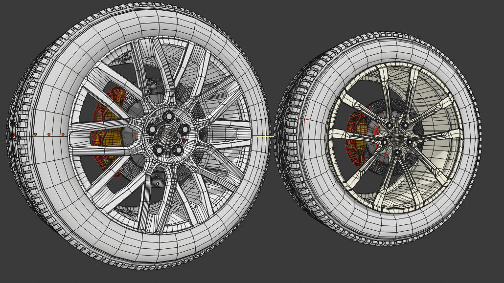 sport modern car wheels Low-poly 3D model_2