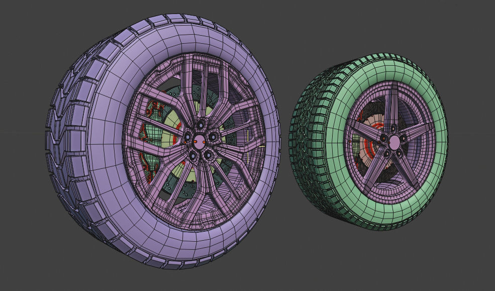 sport modern car wheels Low-poly 3D model_10