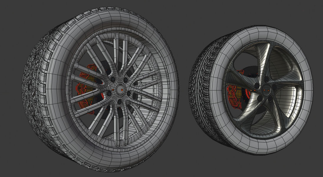 sport modern car wheels Low-poly 3D model_4