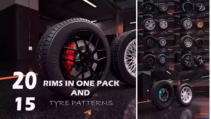  sport modern car wheels Low-poly 3D model