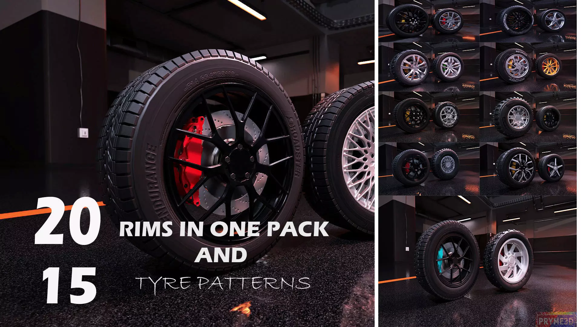 sport modern car wheels Low-poly 3D model_0