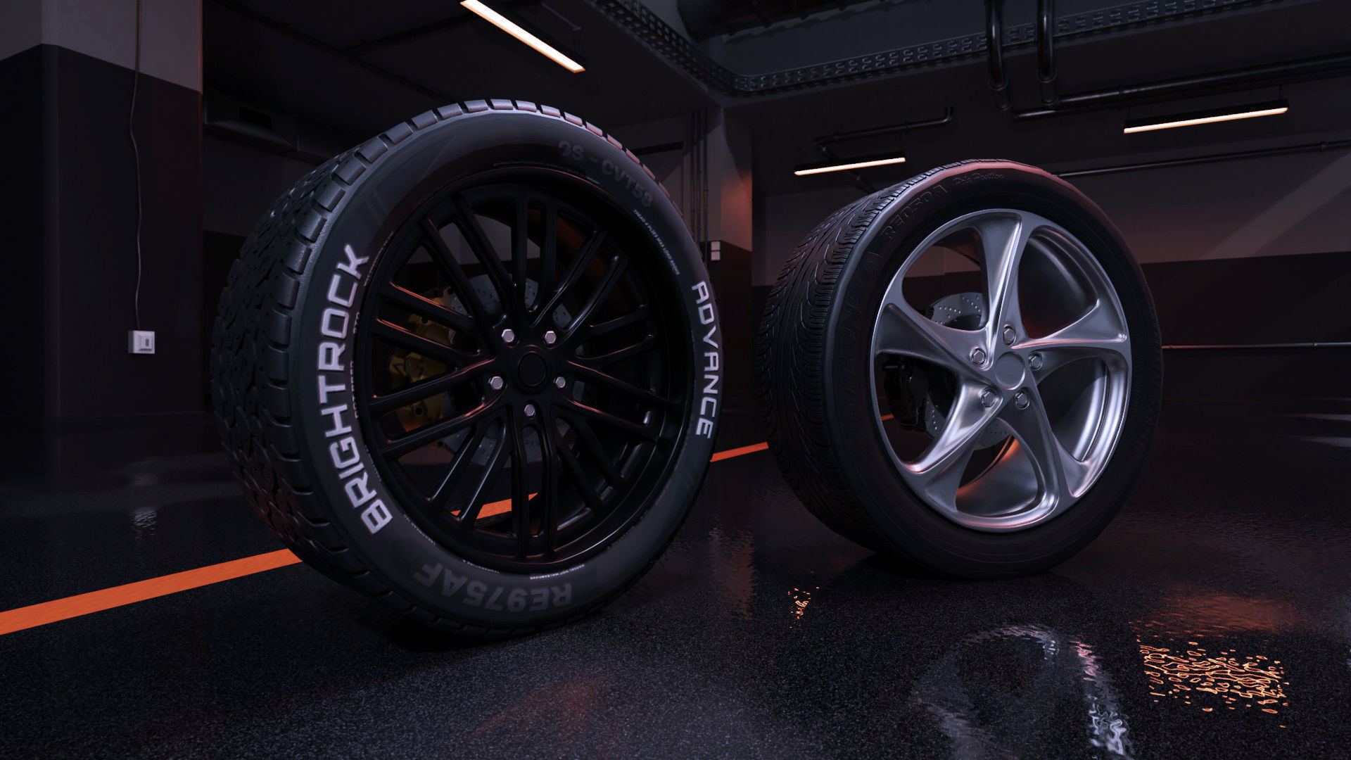 sport modern car wheels Low-poly 3D model_5