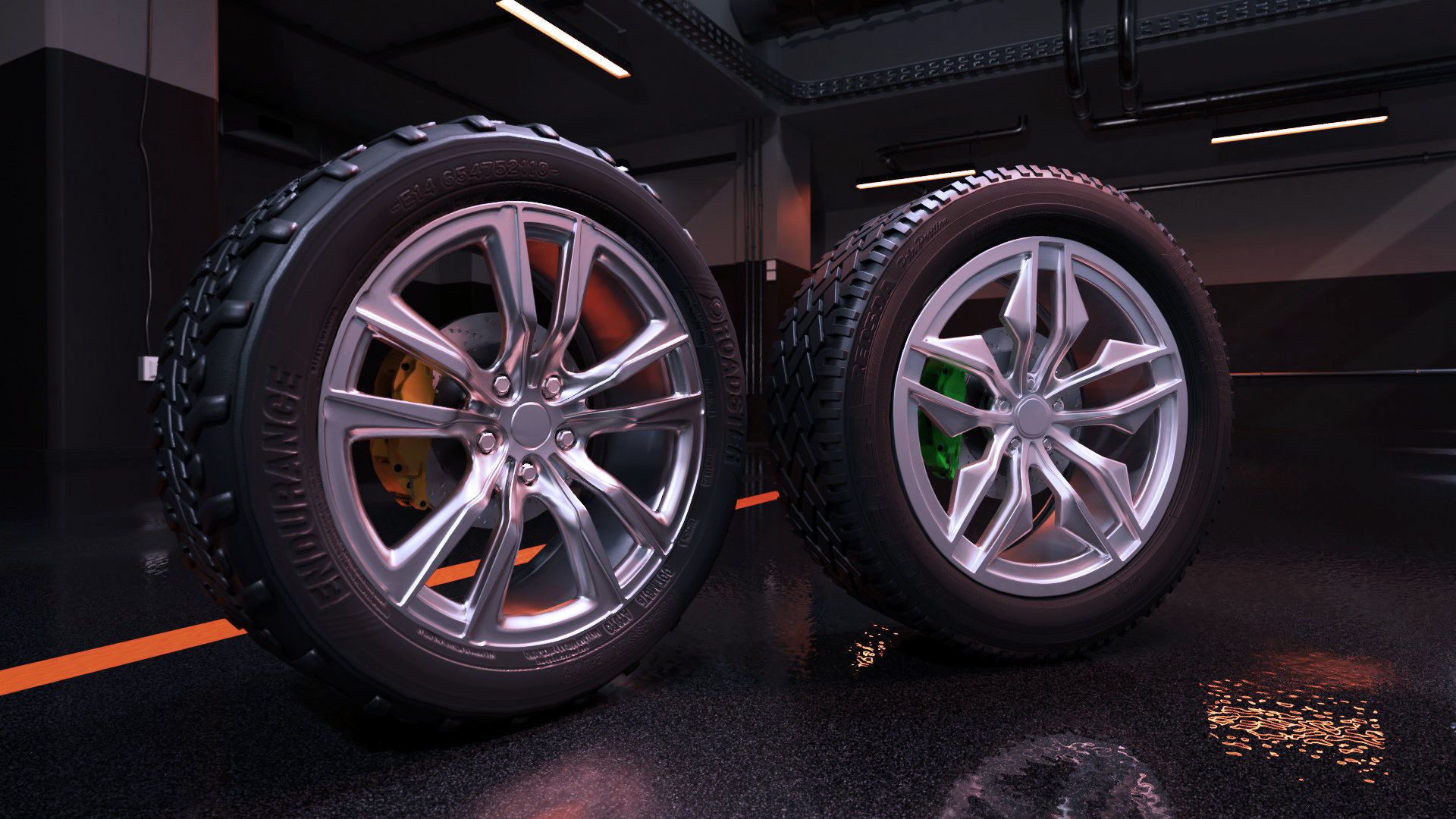 sport modern car wheels Low-poly 3D model_7