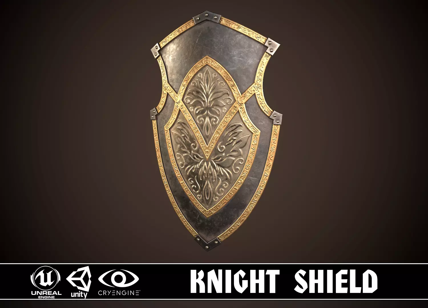 Knight Shield 01 Low-poly 3D model_0