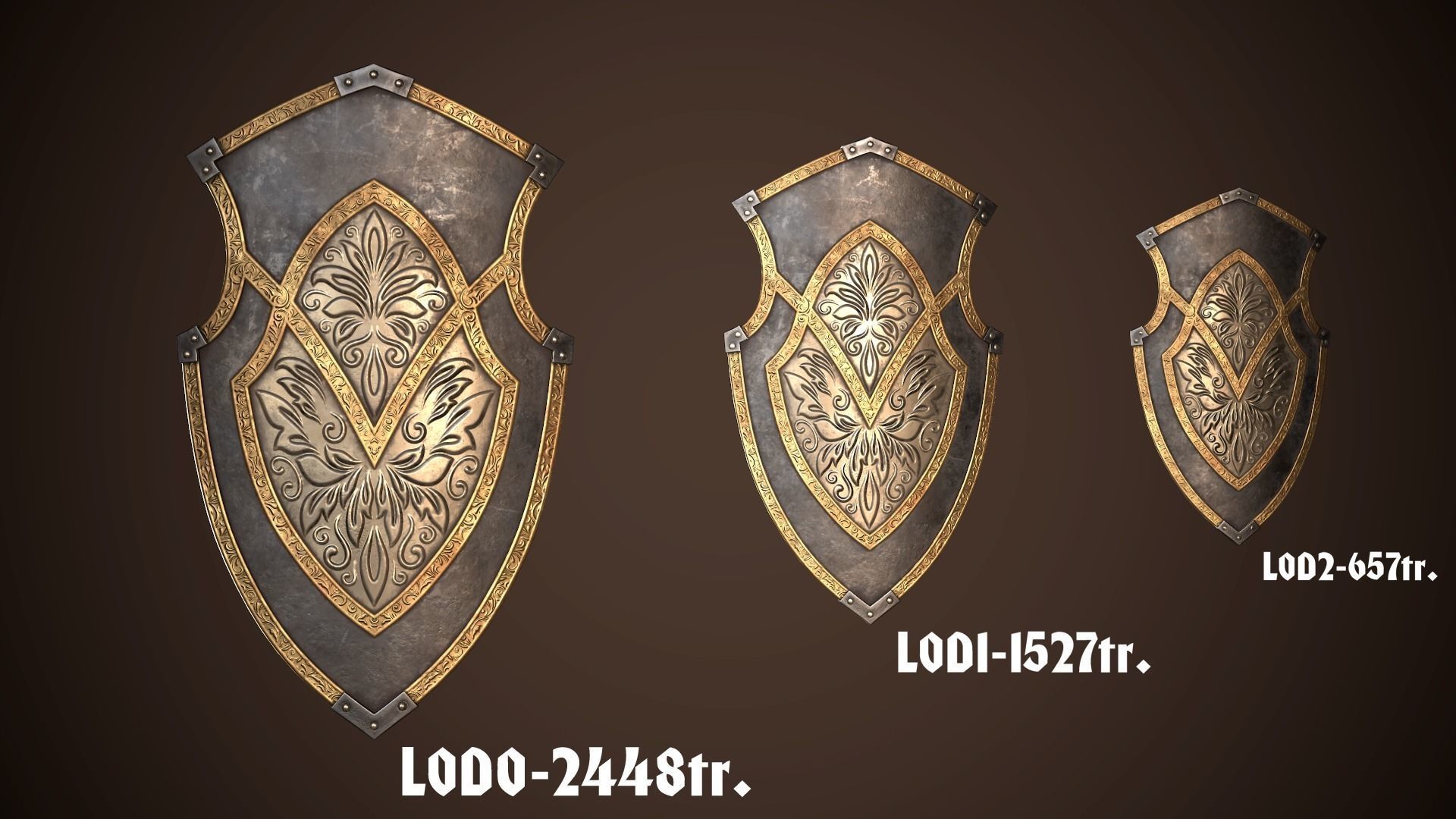 Knight Shield 01 Low-poly 3D model_2