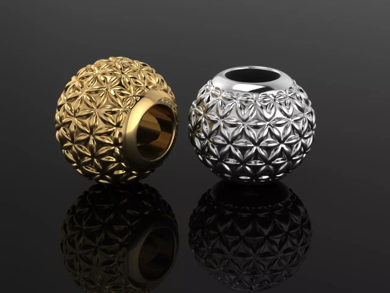 Gold and Silver bead charm 3D print model_0