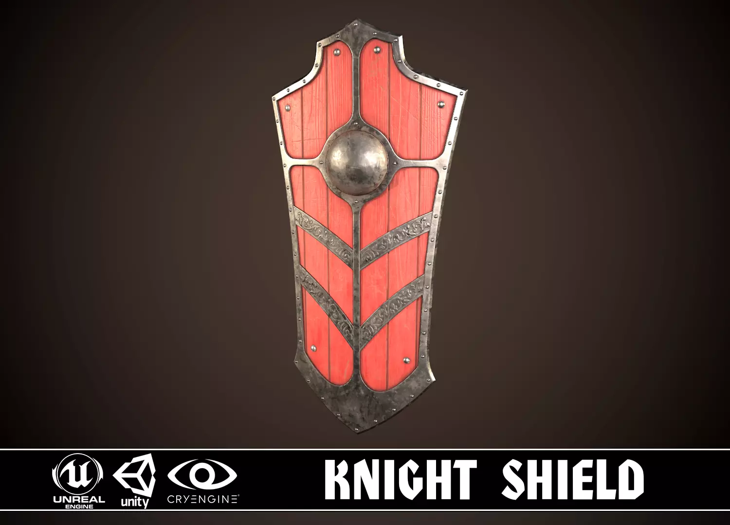 Knight Shield 03 Low-poly 3D model_0