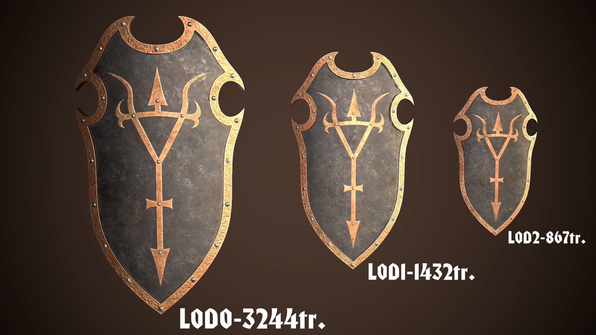Knight Shield 04 Low-poly 3D model_2