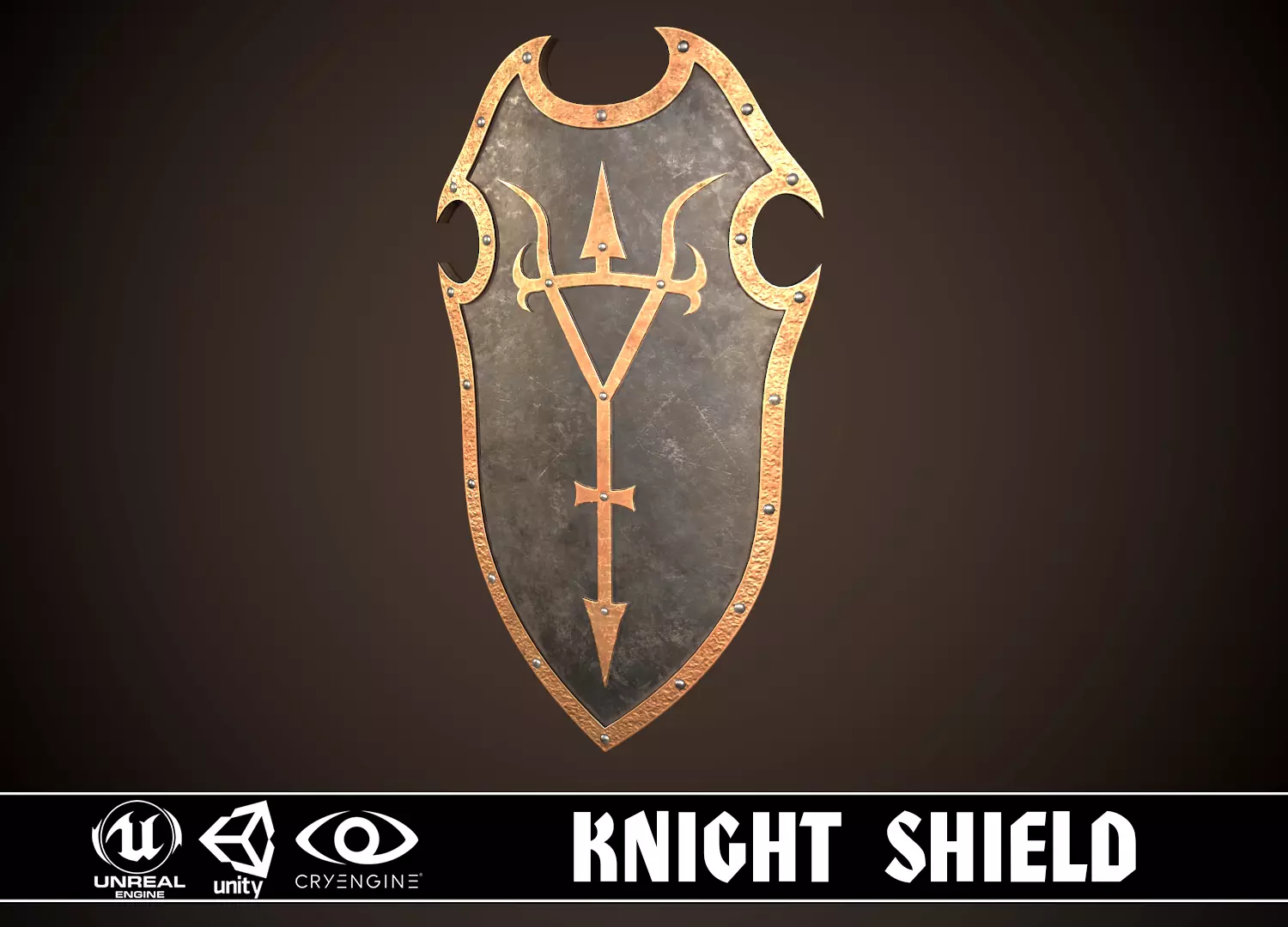 Knight Shield 04 Low-poly 3D model_0