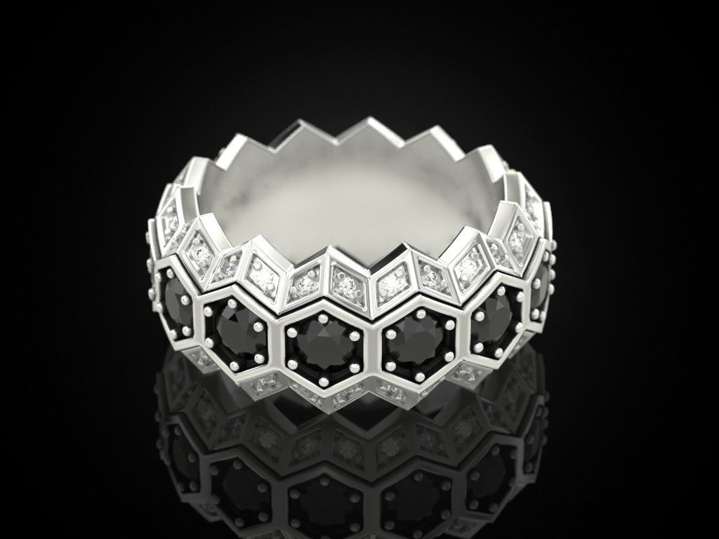 Honeycomb ring 3D print model_11