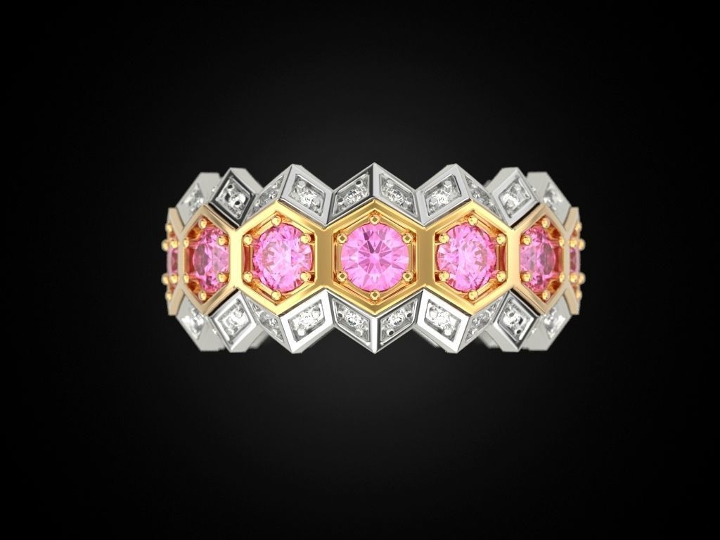 Honeycomb ring 3D print model_2