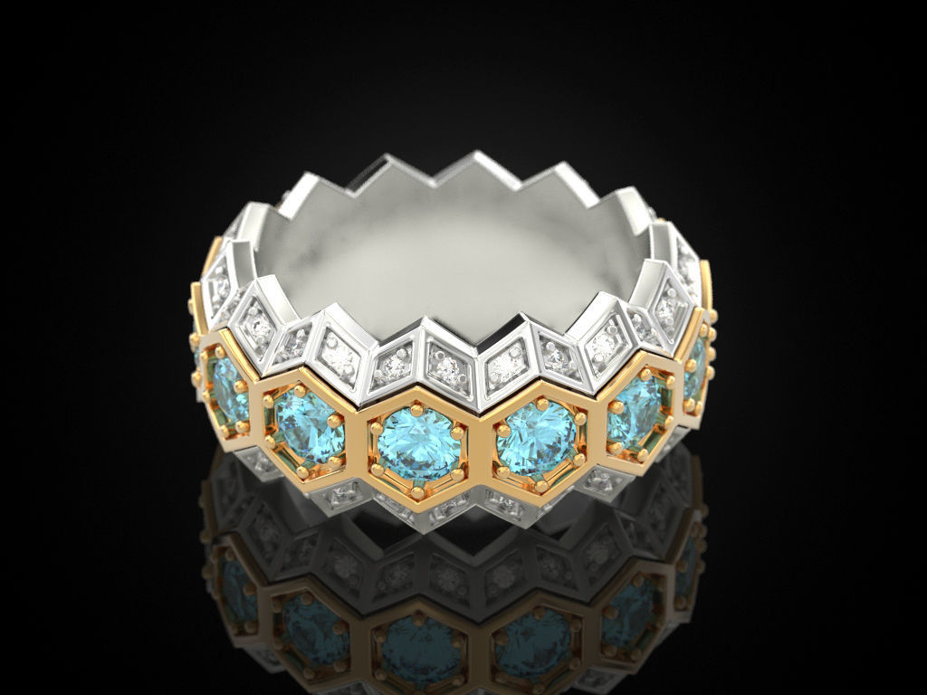Honeycomb ring 3D print model_8