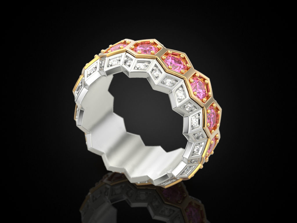 Honeycomb ring 3D print model_1