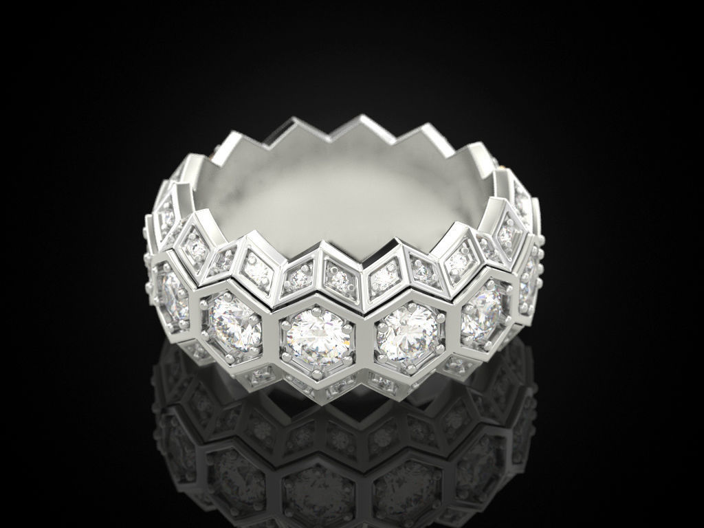 Honeycomb ring 3D print model_10