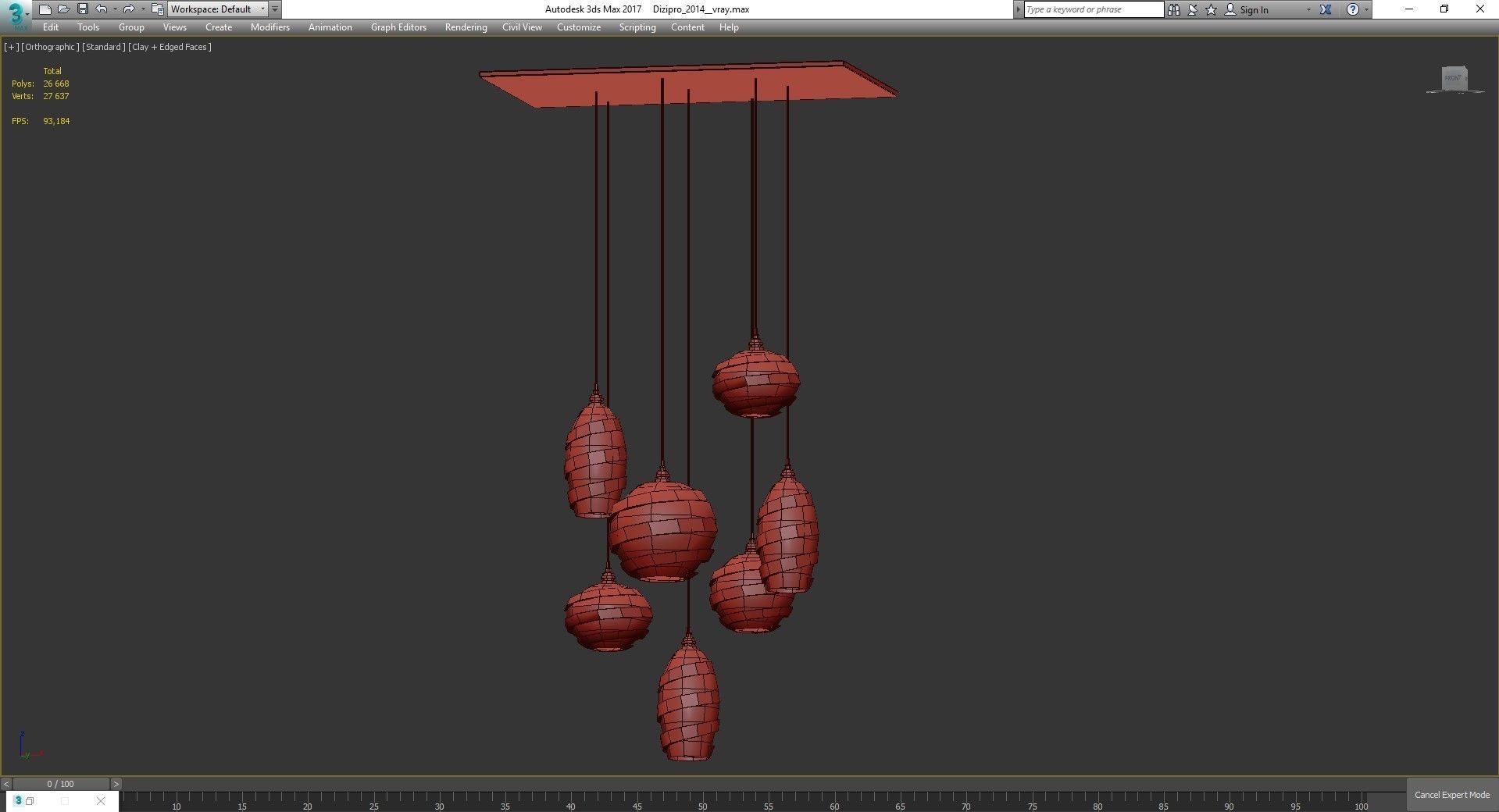 Chandelier low poly 3d model collection with shades and gold ... Low-poly 3D model_41