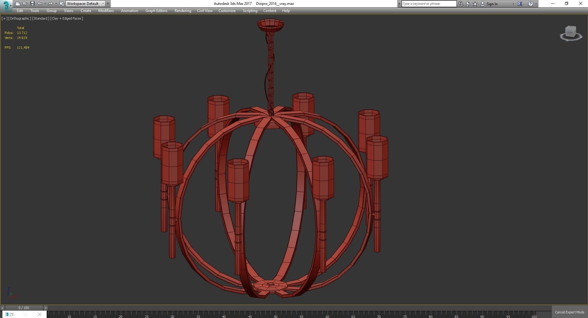 Chandelier low poly 3d model collection with shades and gold ... Low-poly 3D model_5