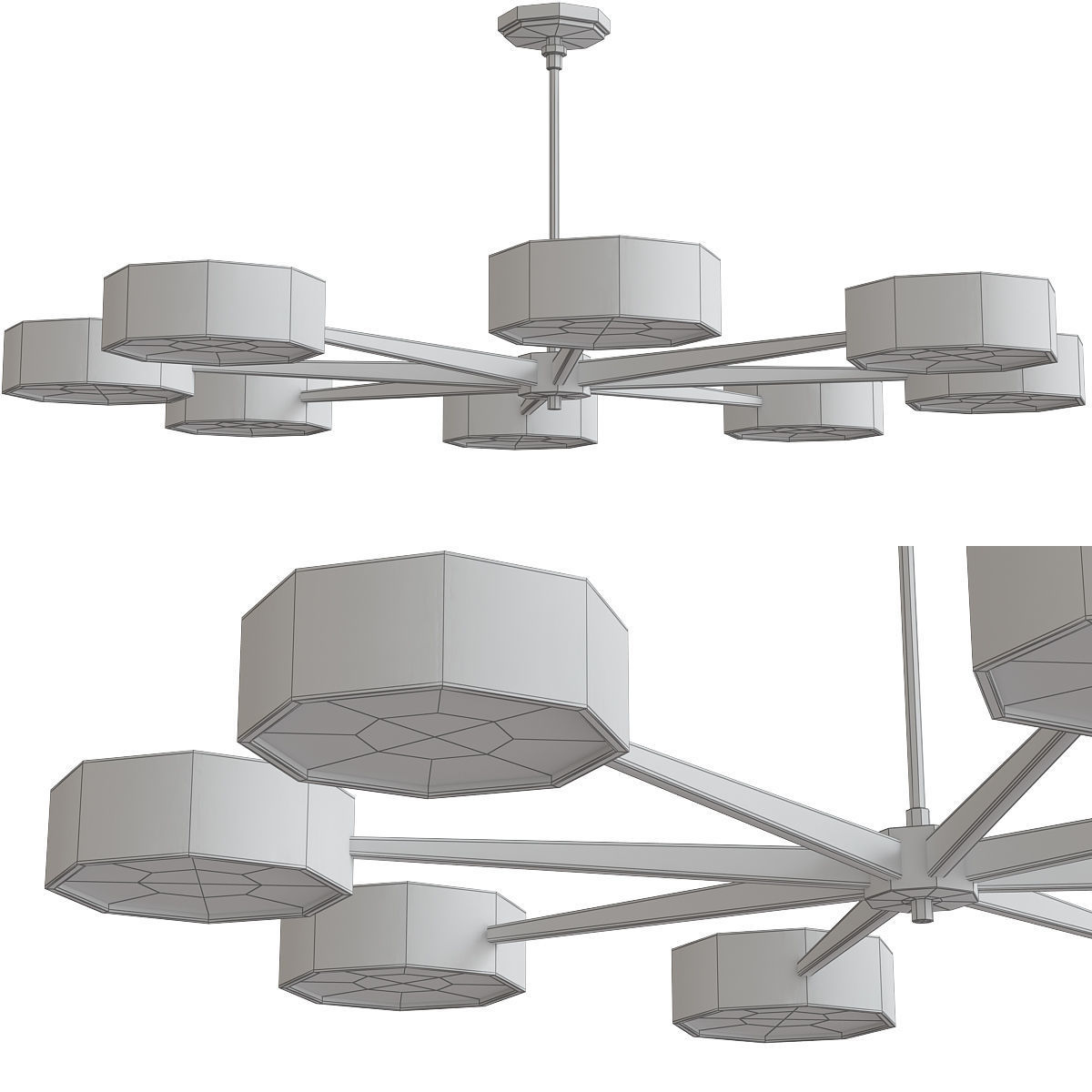 Chandelier low poly 3d model collection with shades and gold ... Low-poly 3D model_32