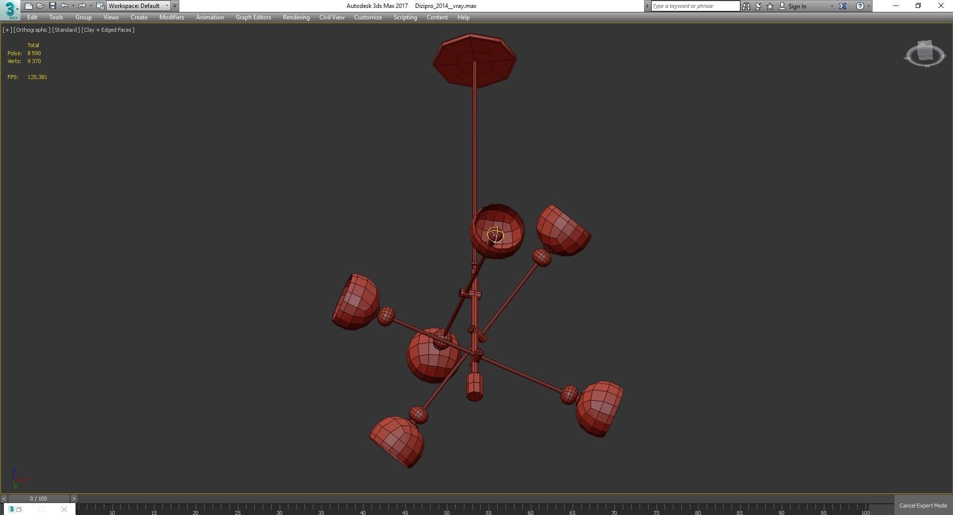 Chandelier low poly 3d model collection with shades and gold ... Low-poly 3D model_35