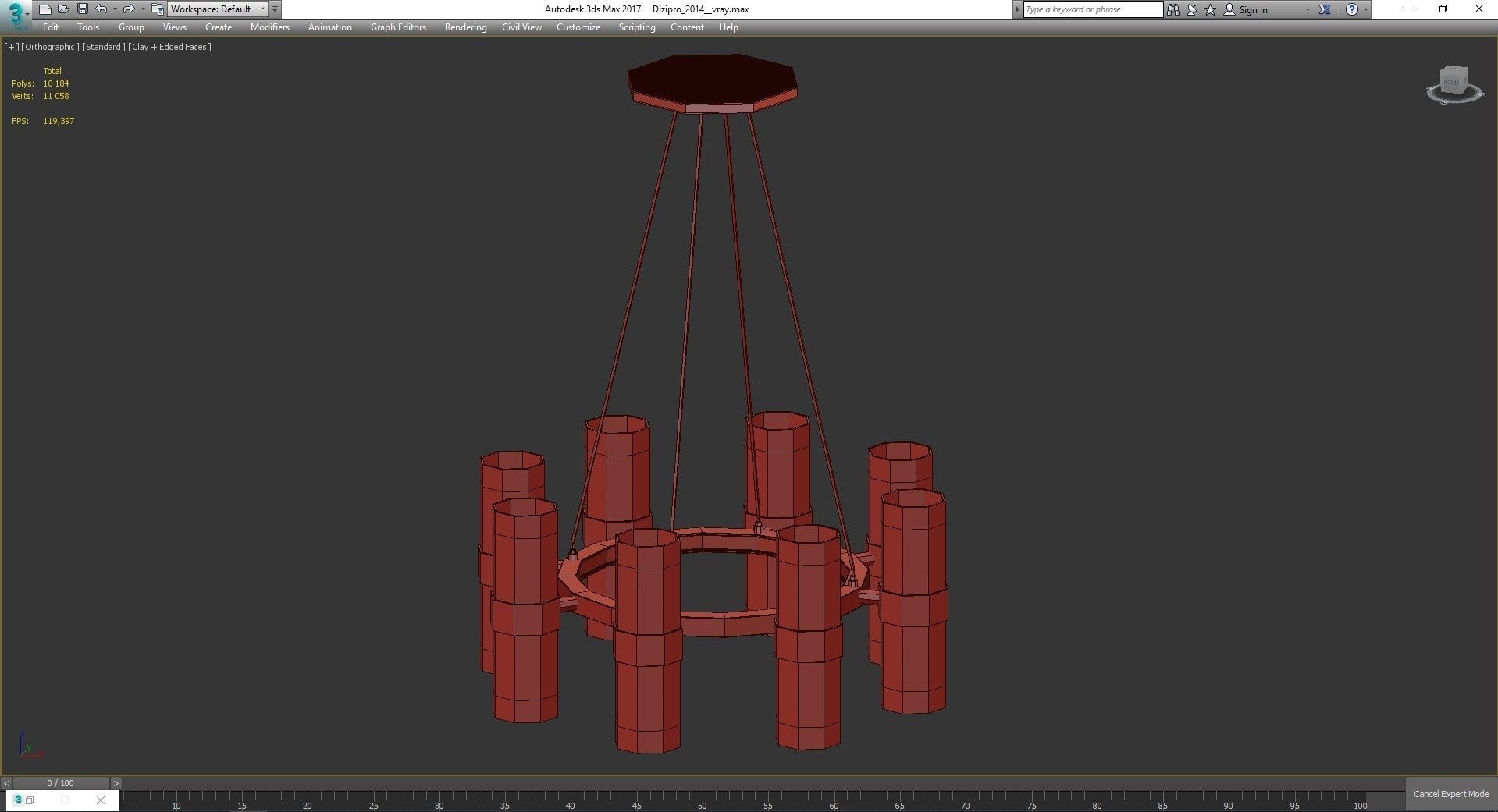 Chandelier low poly 3d model collection with shades and gold ... Low-poly 3D model_45