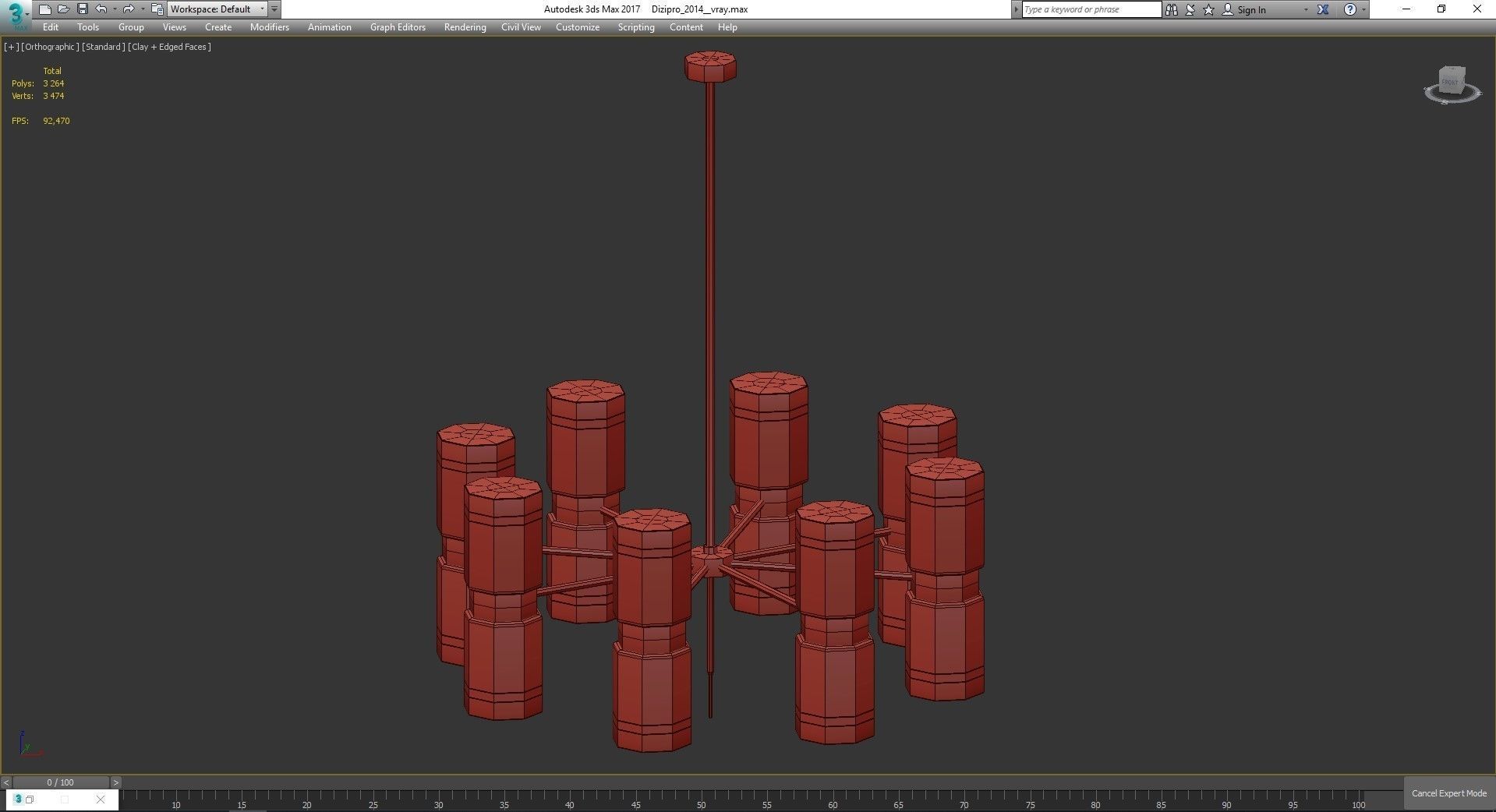 Chandelier low poly 3d model collection with shades and gold ... Low-poly 3D model_1