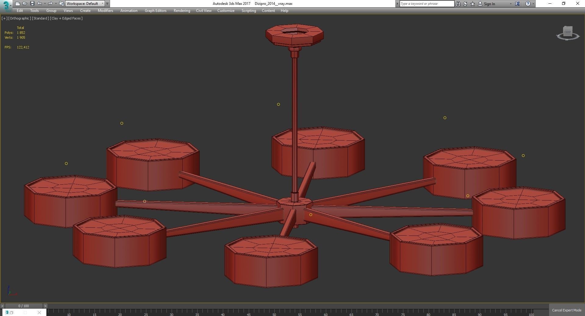 Chandelier low poly 3d model collection with shades and gold ... Low-poly 3D model_29