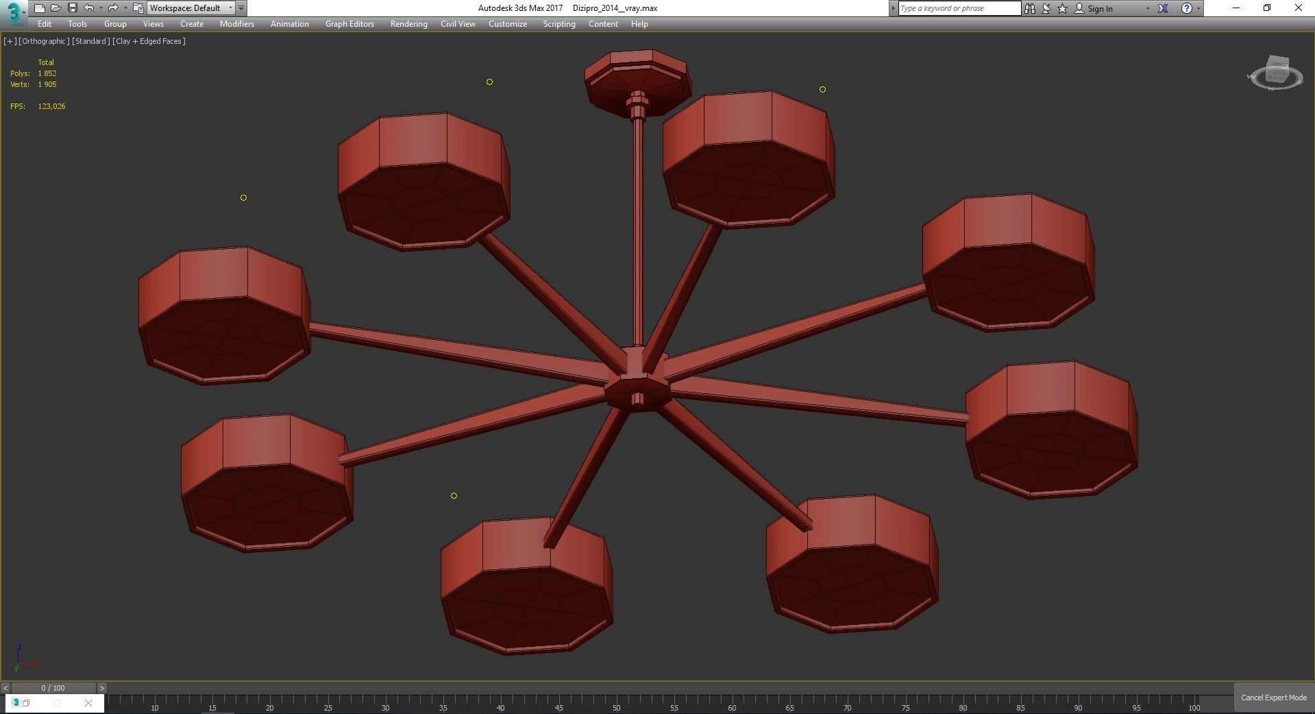 Chandelier low poly 3d model collection with shades and gold ... Low-poly 3D model_30